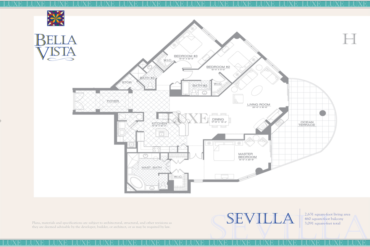 Sevilla Unit 08 - 2515 S Atlantic Ave - Bella Vista Floor Plans Daytona Beach Shores - The LUXE Group 386.299.4043